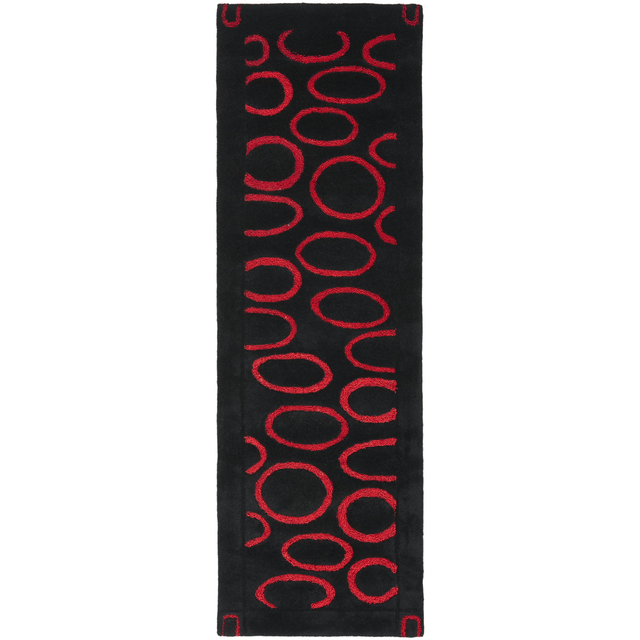 SAFAVIEH Soho Collection SOH714B Handmade Black / Red Rug - 2' 6 X 8'