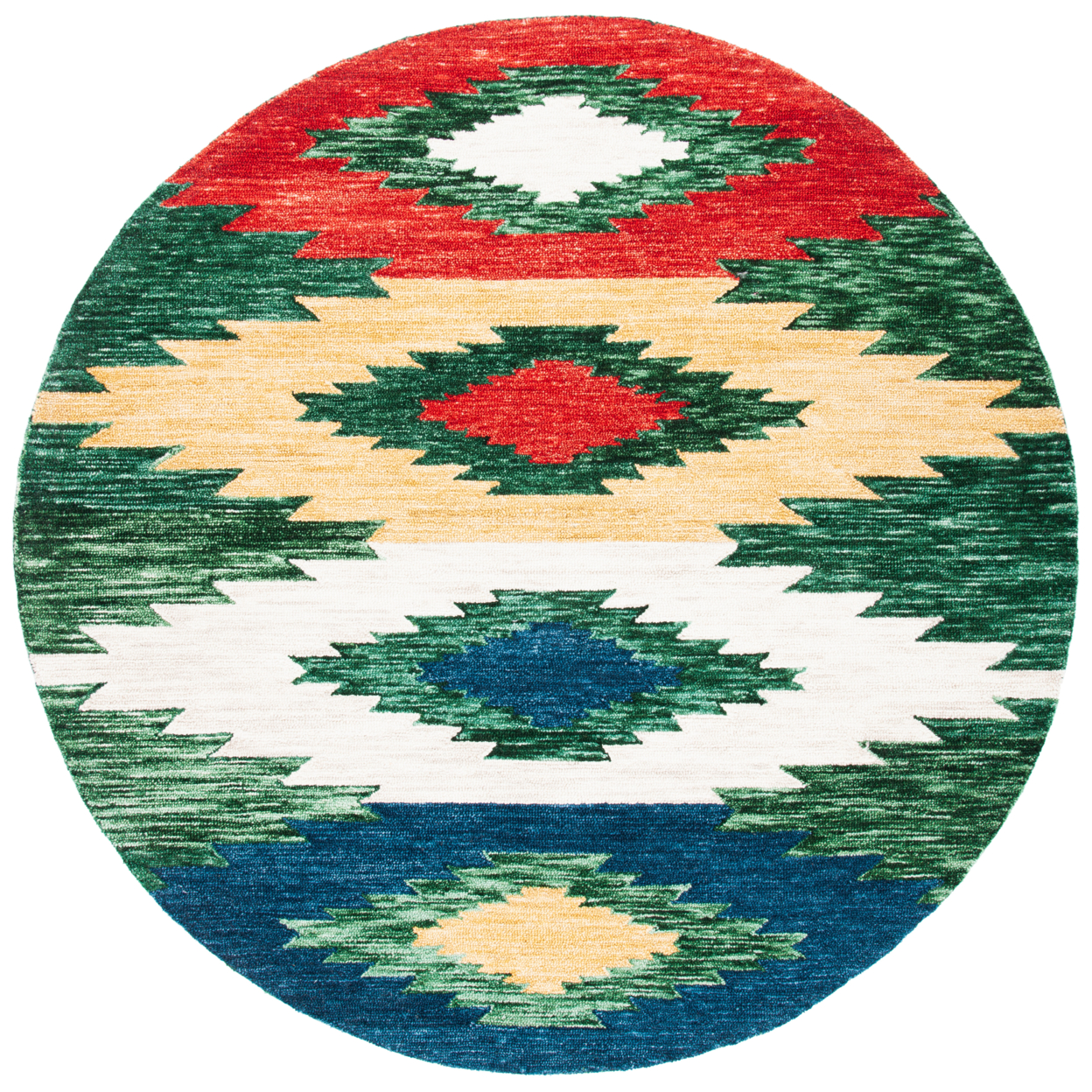 SAFAVIEH Aspen Collection APN704Y Handmade Green/Red Rug - 7' Round