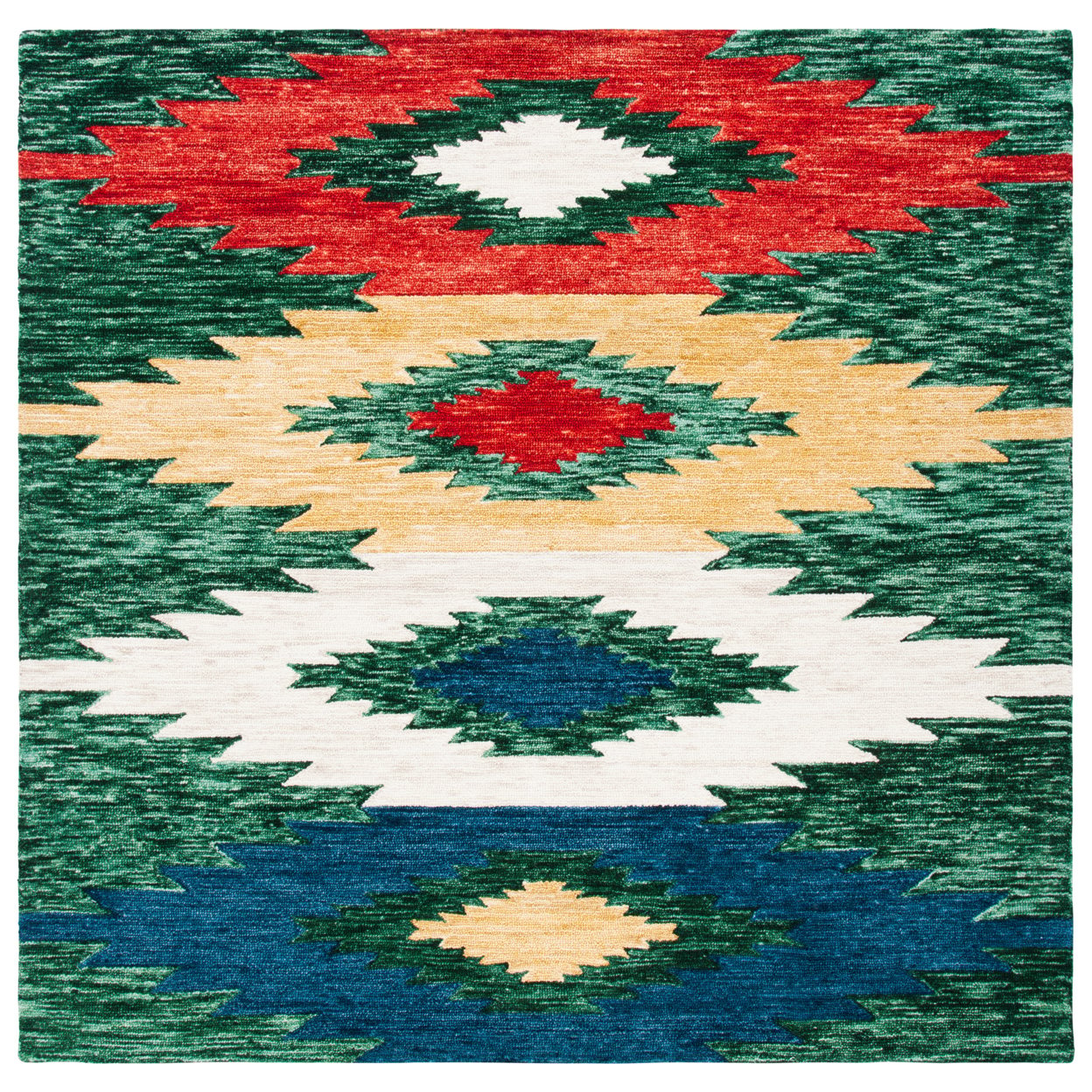 SAFAVIEH Aspen Collection APN704Y Handmade Green/Red Rug - 7' Square