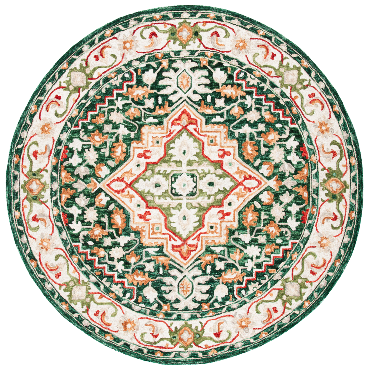 SAFAVIEH Aspen Collection APN705Q Handmade Green/Red Rug - 7' Round