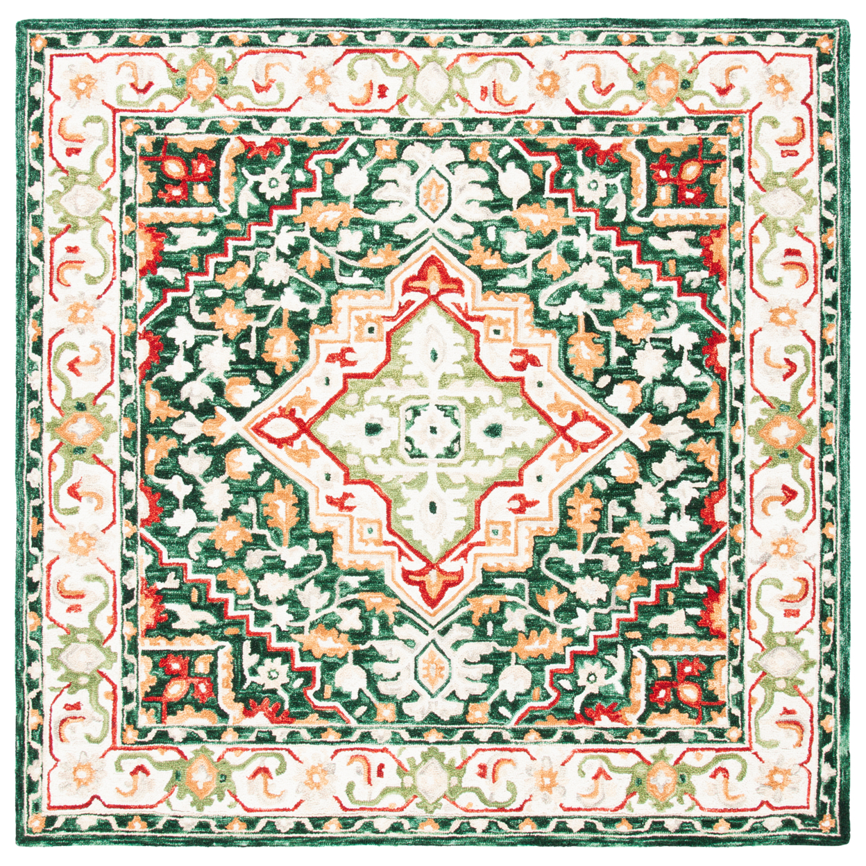 SAFAVIEH Aspen Collection APN705Q Handmade Green/Red Rug - 7' Square