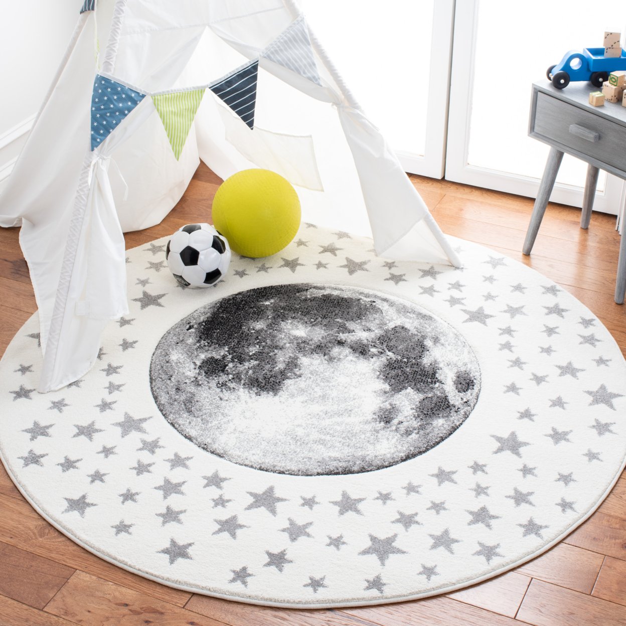 SAFAVIEH Carousel Kids Collection CRK135A Ivory/Grey Rug - 2' 3 X 6'