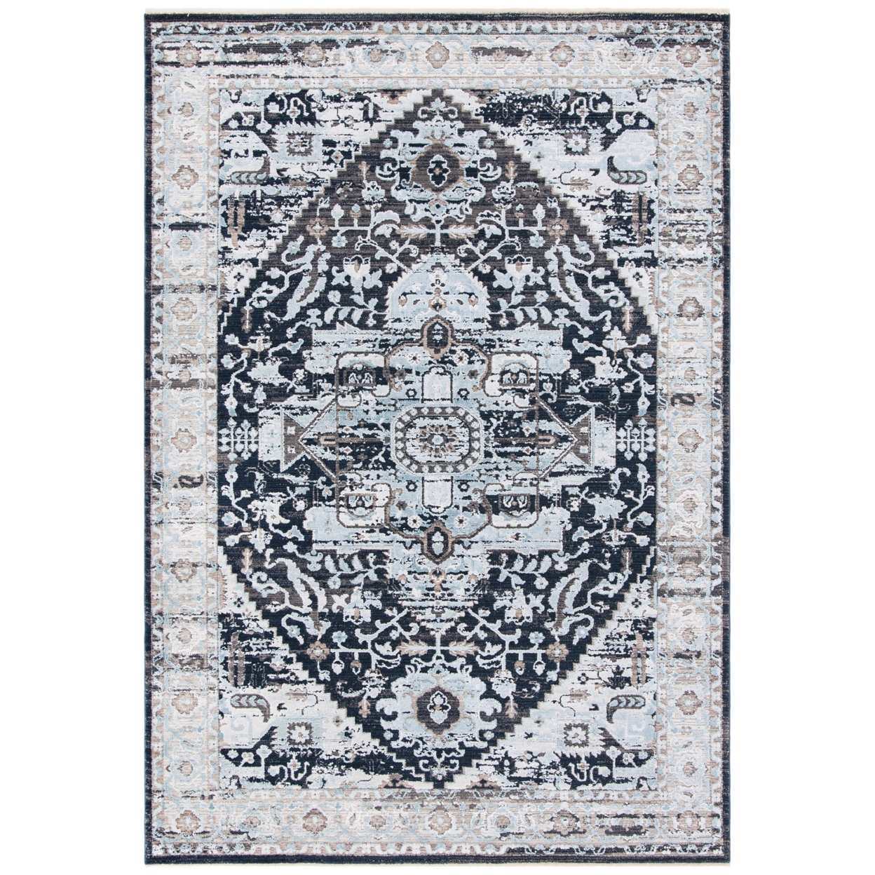 SAFAVIEH Mayflower Collection MAY215M Blue / Ivory Rug - 2' 2 X 9'