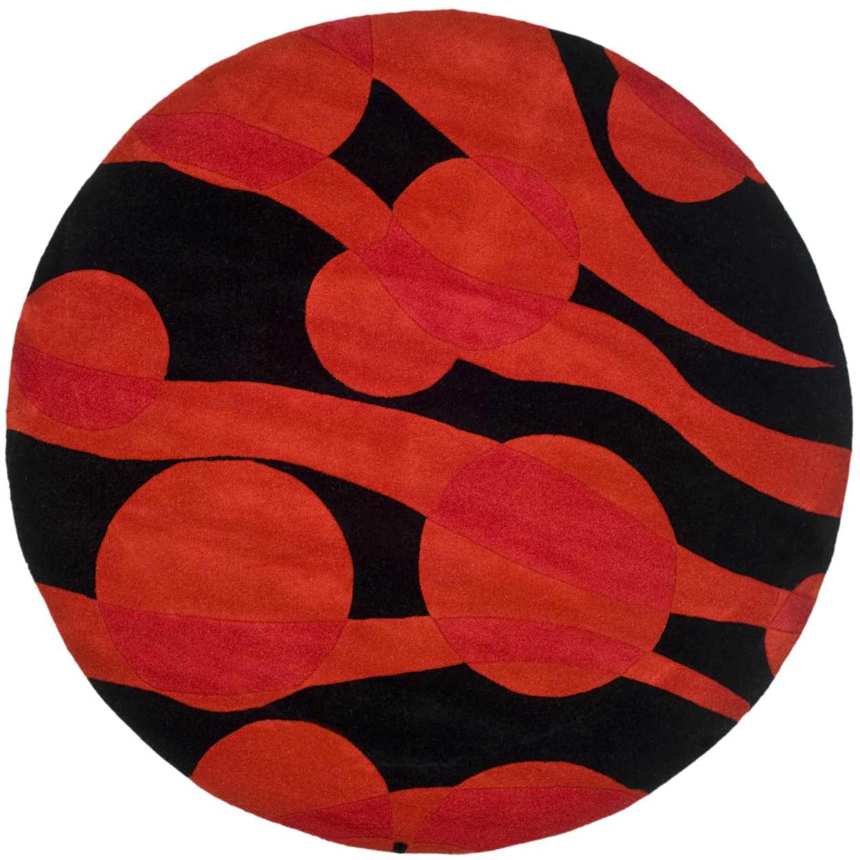 SAFAVIEH Soho Collection SOH755A Handmade Black / Red Rug - 6' Round