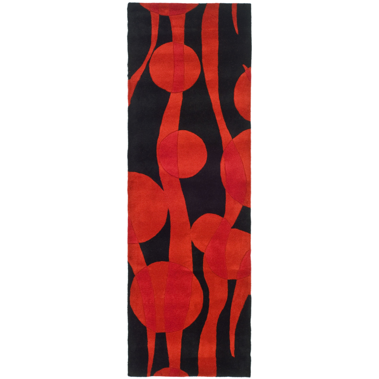 SAFAVIEH Soho Collection SOH755A Handmade Black / Red Rug - 2' 6 X 12'