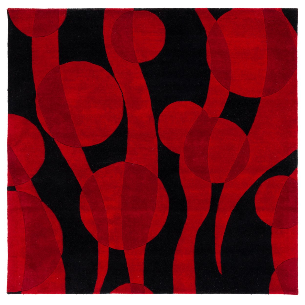 SAFAVIEH Soho Collection SOH755A Handmade Black / Red Rug - 6' Square