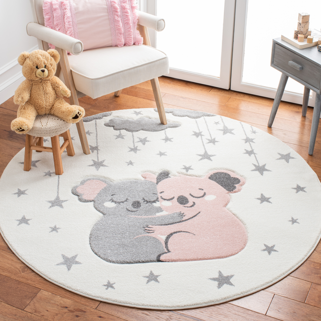 SAFAVIEH Carousel Kids Collection CRK195A Ivory/Pink Rug - 5' 3 Round