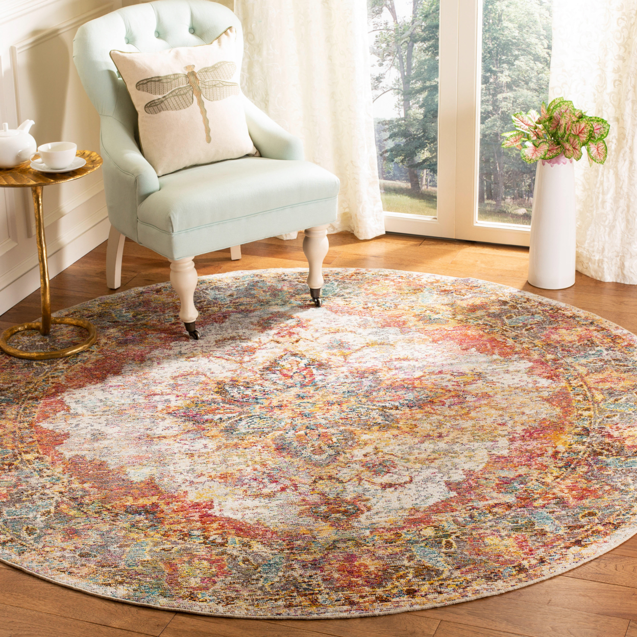 SAFAVIEH Crystal Collection CRS508V Cream/Rose Rug - 2' 2 X 7'