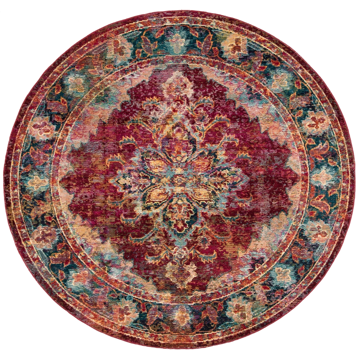 SAFAVIEH Crystal Collection CRS508R Ruby / Navy Rug - 7' Round