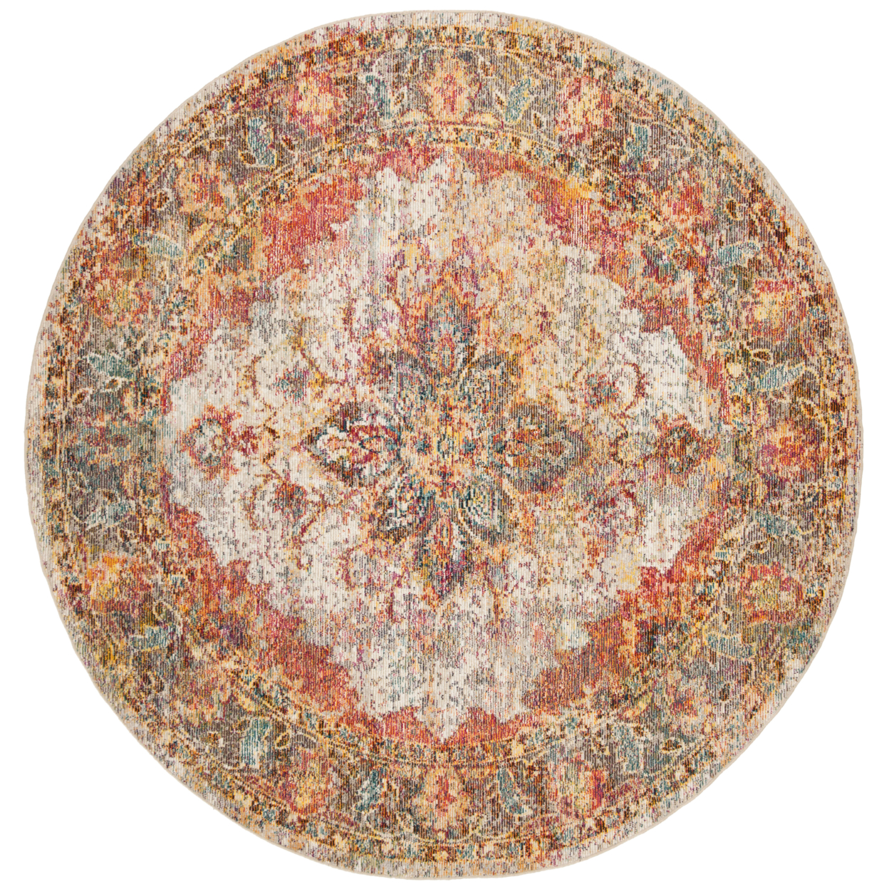 SAFAVIEH Crystal Collection CRS508V Cream/Rose Rug - 7' Round