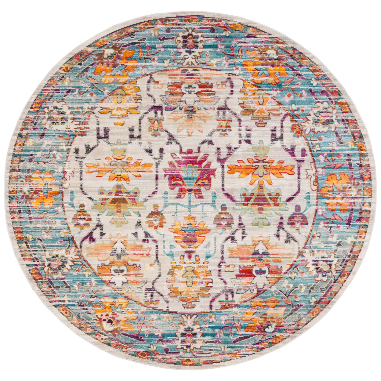 SAFAVIEH Crystal Collection CRS518G Cream/Teal Rug - 7' Round