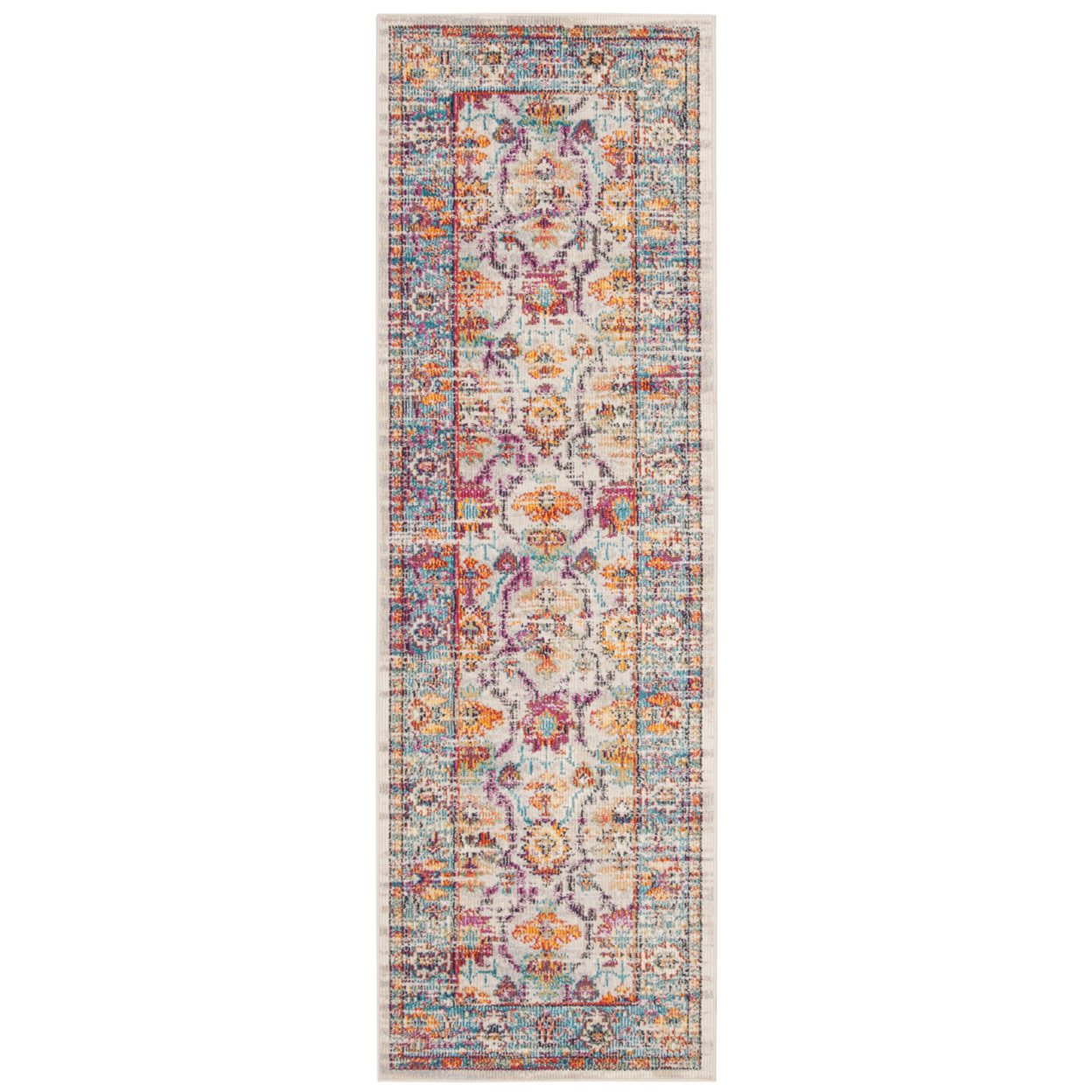 SAFAVIEH Crystal Collection CRS518G Cream/Teal Rug - 2' 2 X 9'