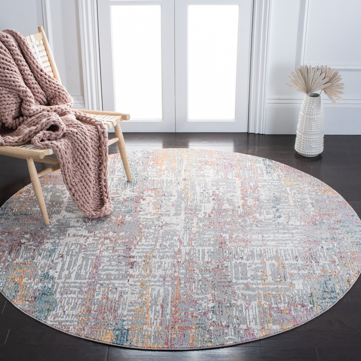 SAFAVIEH Crystal Collection CRS723B Beige/Rust Rug - 6' 3 Round