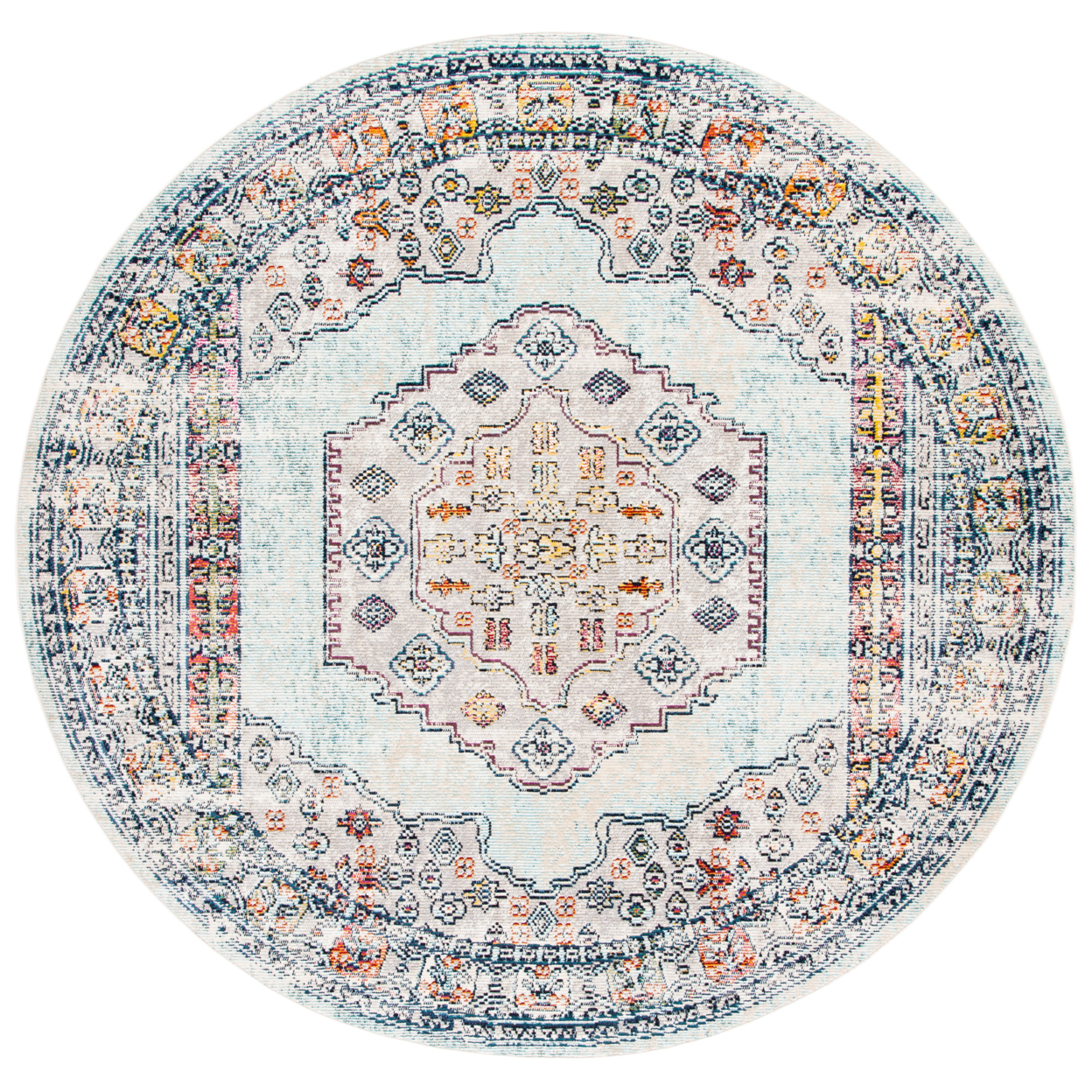 SAFAVIEH Crystal Collection CRS526M Blue / Grey Rug - 7' Round
