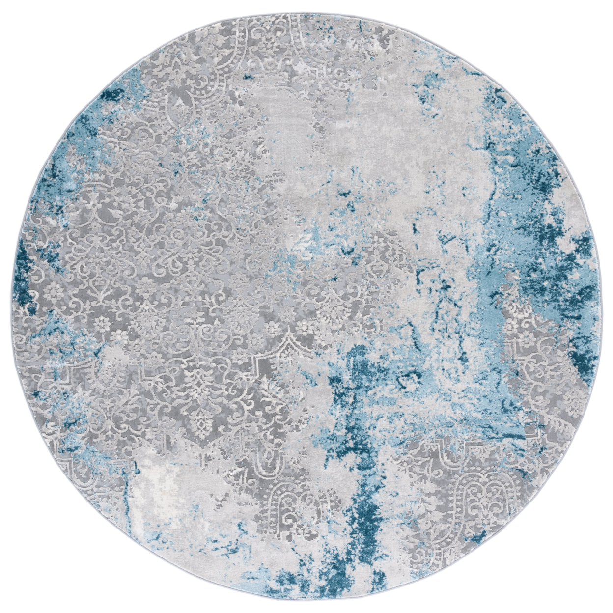 SAFAVIEH Meadow Collection MDW573F Light Grey / Blue Rug - 6' 7 Round