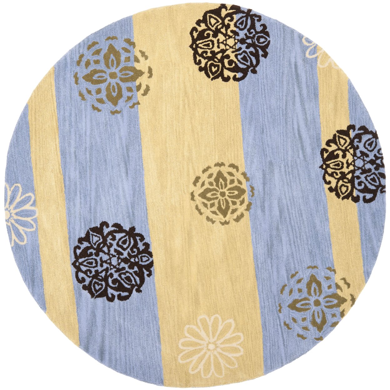 SAFAVIEH Soho Collection SOH777B Handmade Gold / Blue Rug - 6' Round