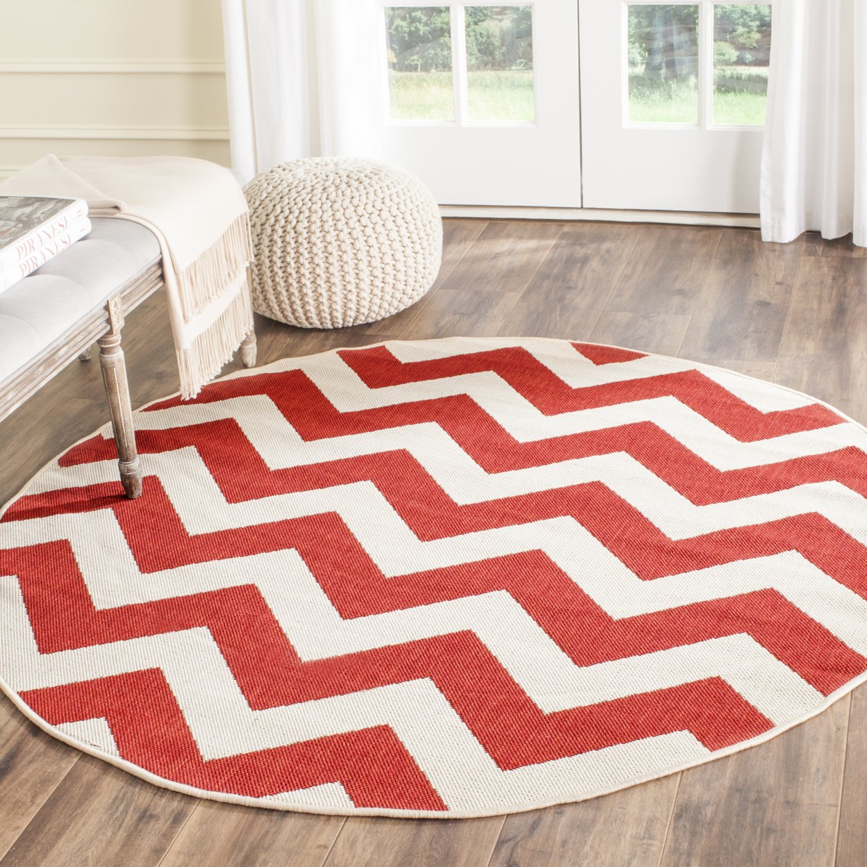 SAFAVIEH Outdoor CY6244-248 Courtyard Collection Red Rug - 2' 7 X 5'