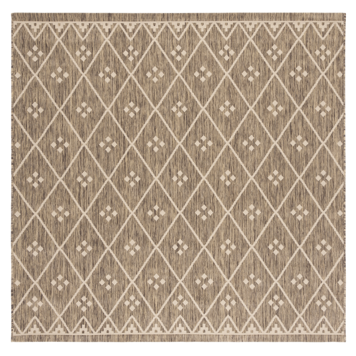SAFAVIEH Outdoor CY6303-232 Courtyard Brown / Light Beige Rug - 6' 7 Square