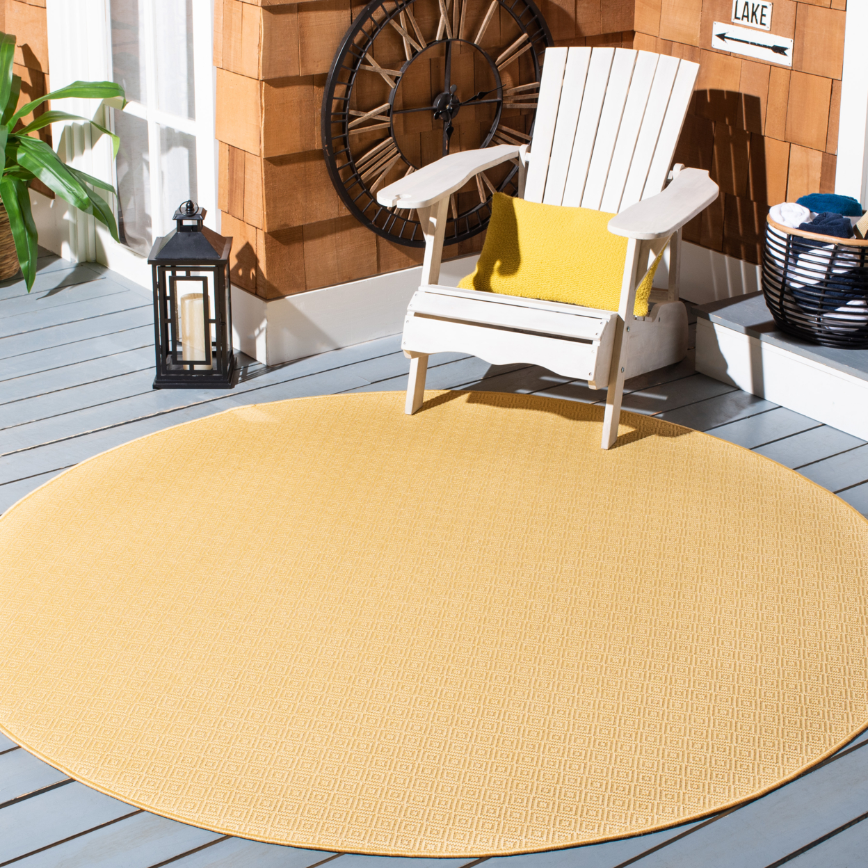 SAFAVIEH Outdoor CY6520-30622 Courtyard Gold / Gold Rug - 6' 7 Square