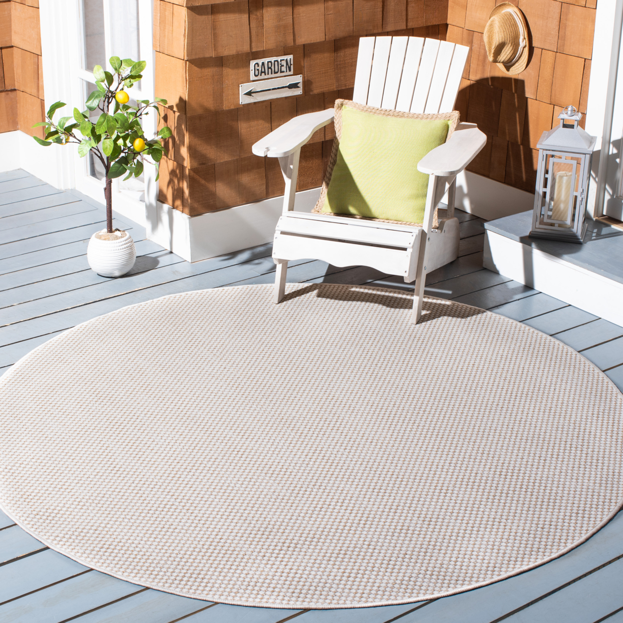 SAFAVIEH Outdoor CY6521-53021 Courtyard Ivory / Gold Rug - 8' X 10'