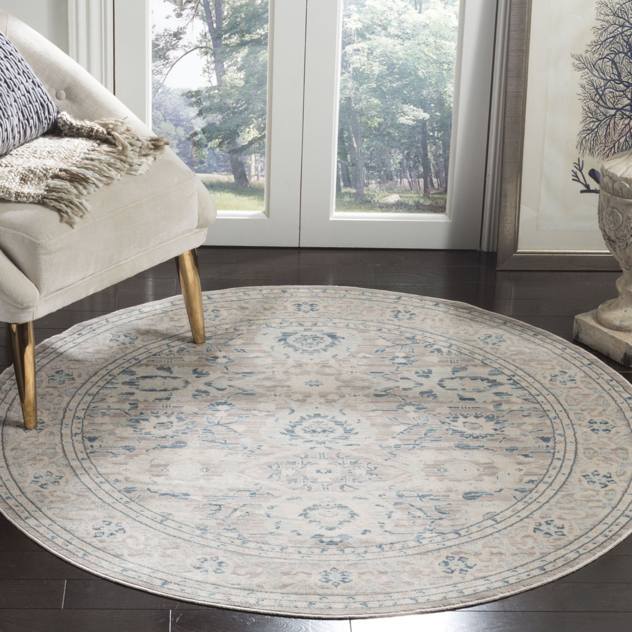 SAFAVIEH Archive Collection ARC670A Grey / Blue Rug - 4' X 6'