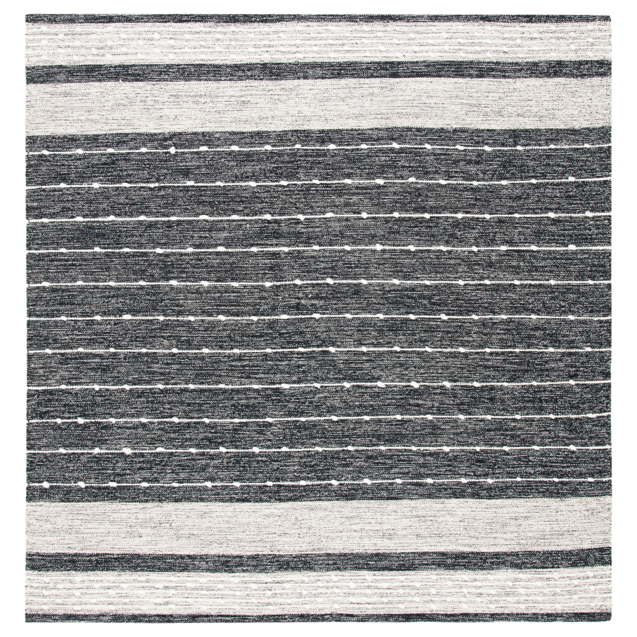 SAFAVIEH Striped Kilim STK509Z Black / Ivory Rug - 7 X 7 Square