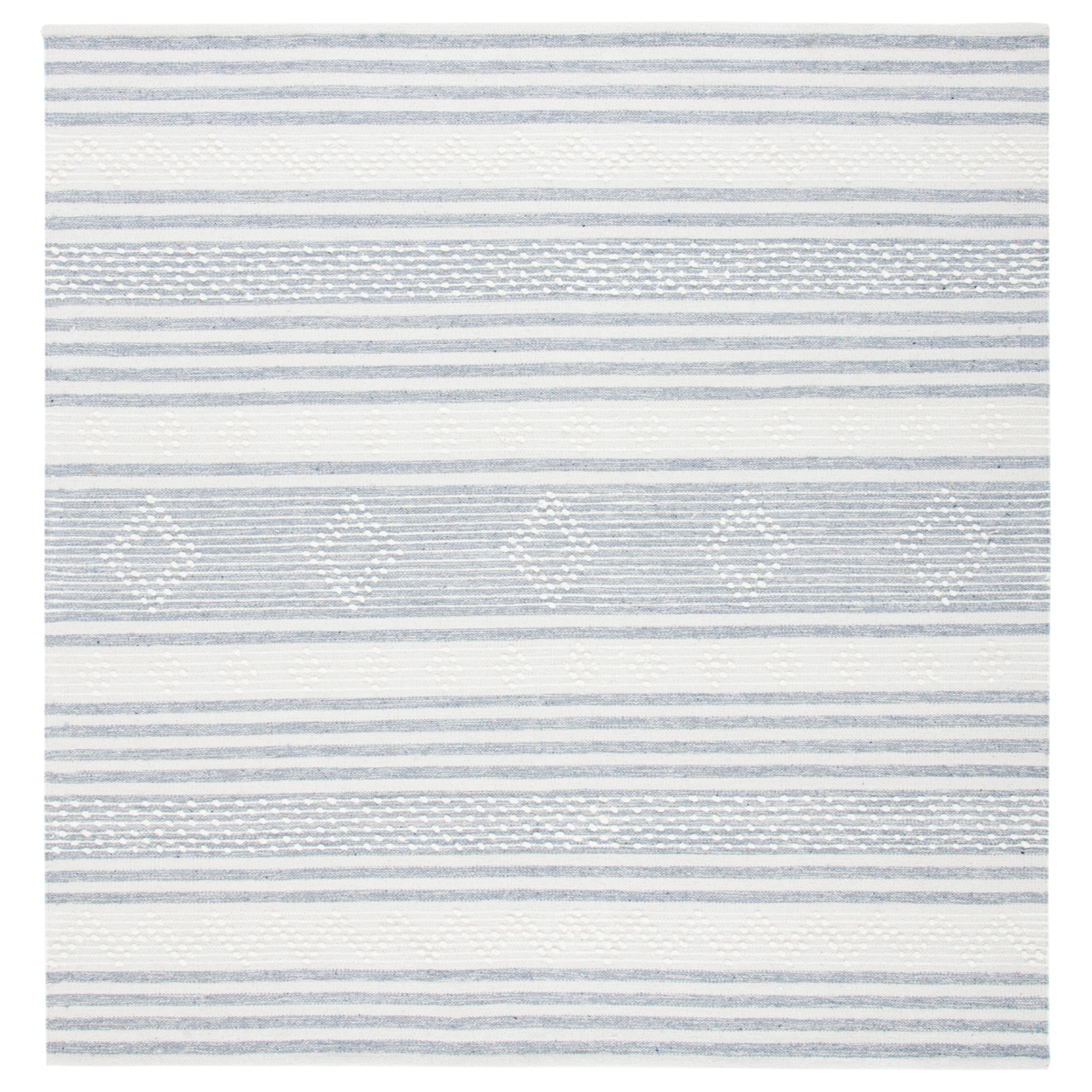 SAFAVIEH Striped Kilim STK511G Silver / Ivory Rug - 7 X 7 Square