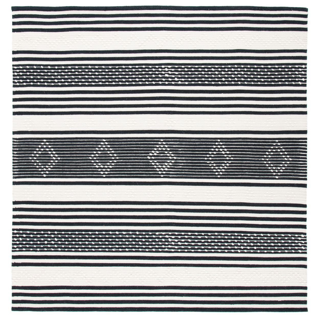 SAFAVIEH Striped Kilim STK511Z Black / Ivory Rug - 5' Square