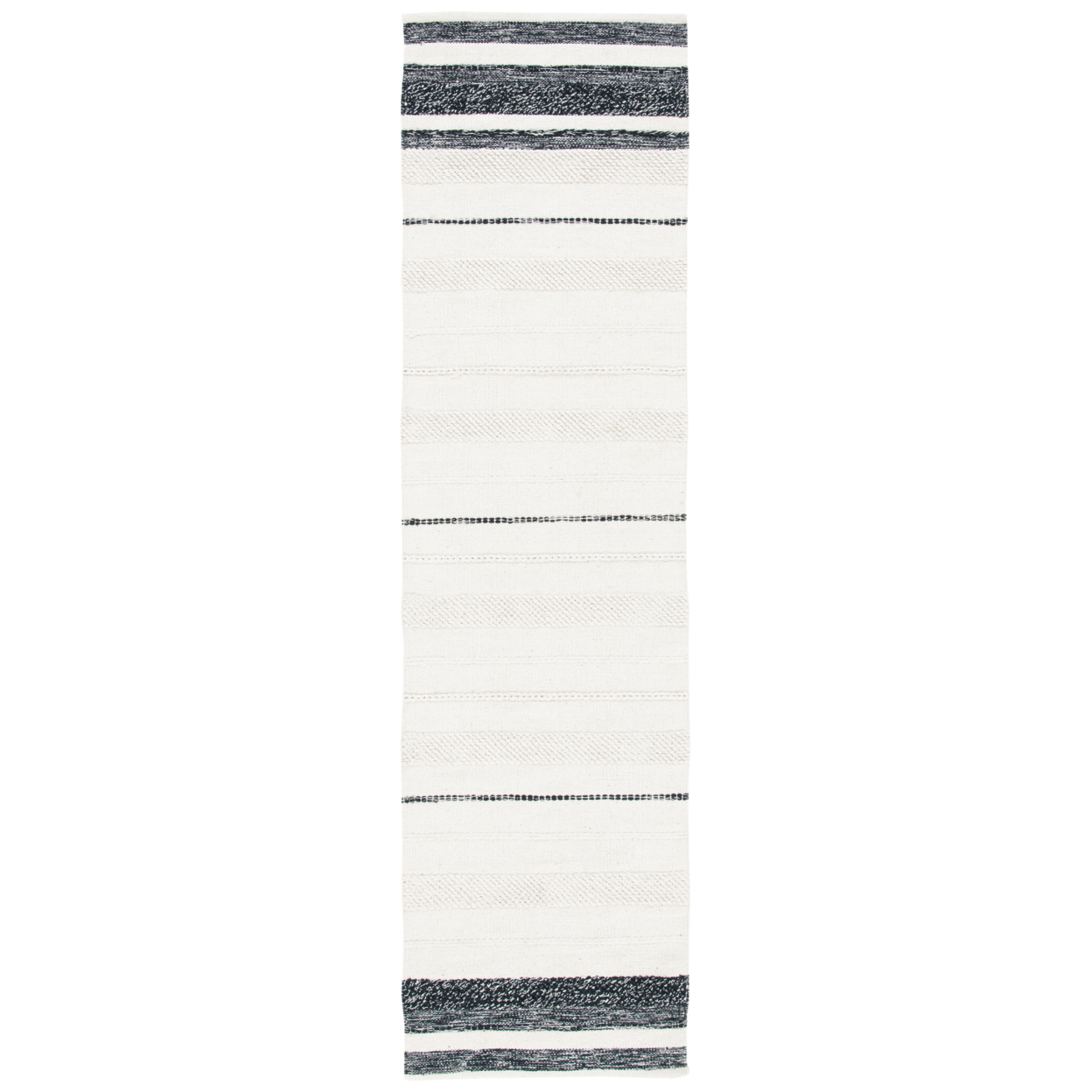 SAFAVIEH Striped Kilim STK512A Ivory / Black Rug - 2' 3 X 11' 7