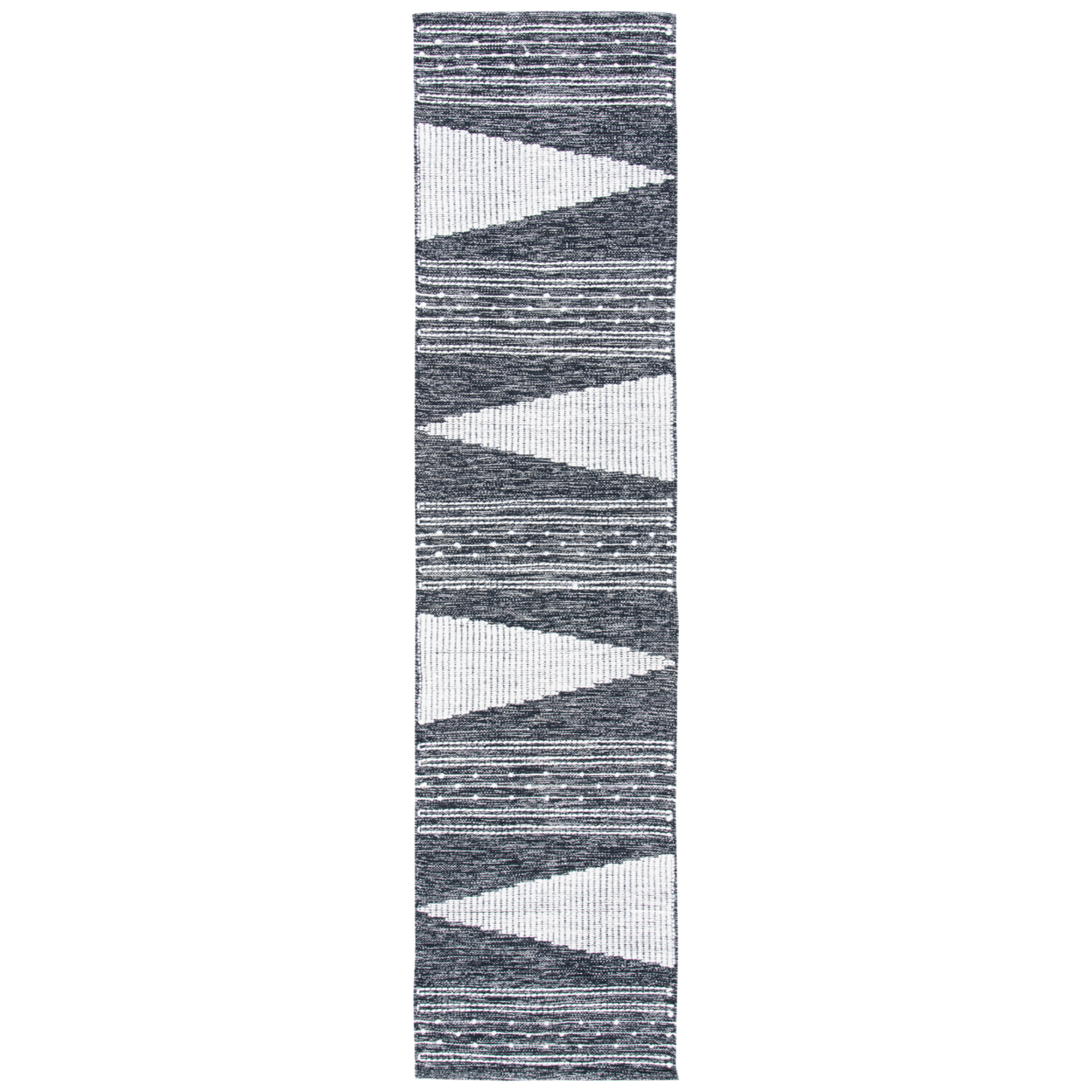 SAFAVIEH Striped Kilim STK521Z Black / Ivory Rug - 2-3 X 9