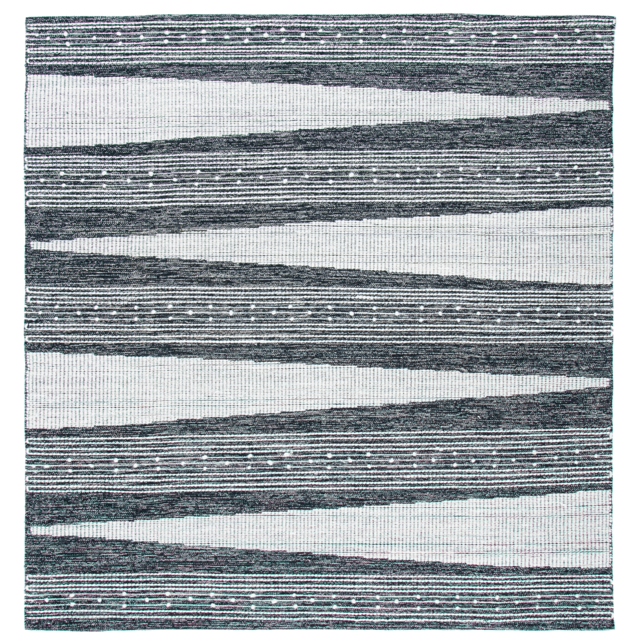 SAFAVIEH Striped Kilim STK521Z Black / Ivory Rug - 7 X 7 Square