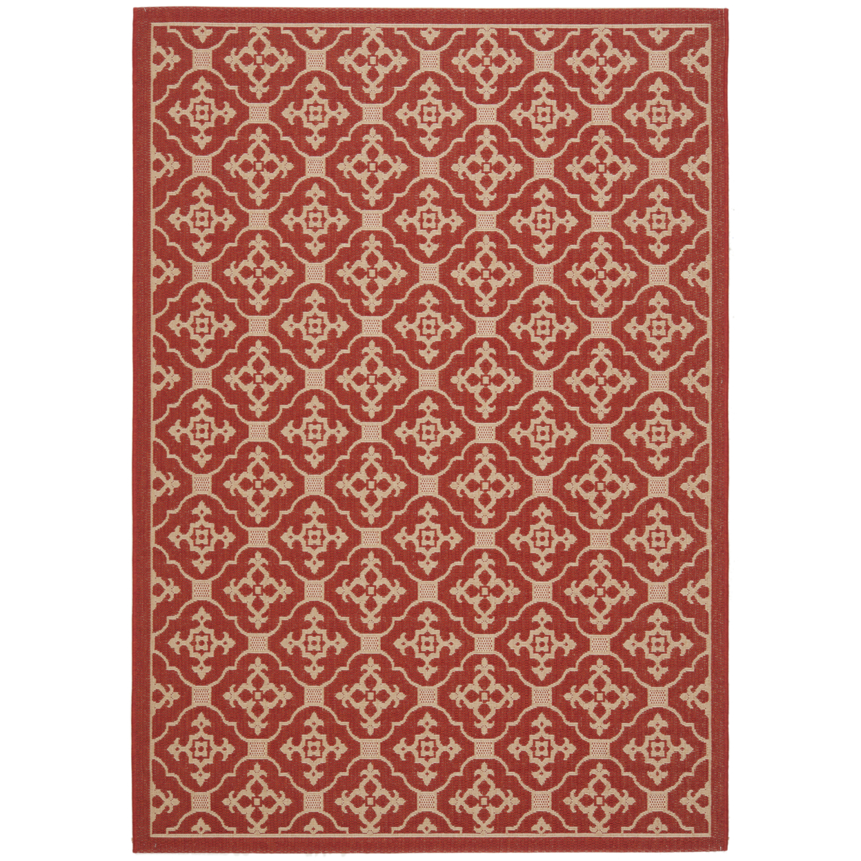 SAFAVIEH Outdoor CY6564-28 Courtyard Collection Red / Creme Rug - 6' 7 X 9' 6