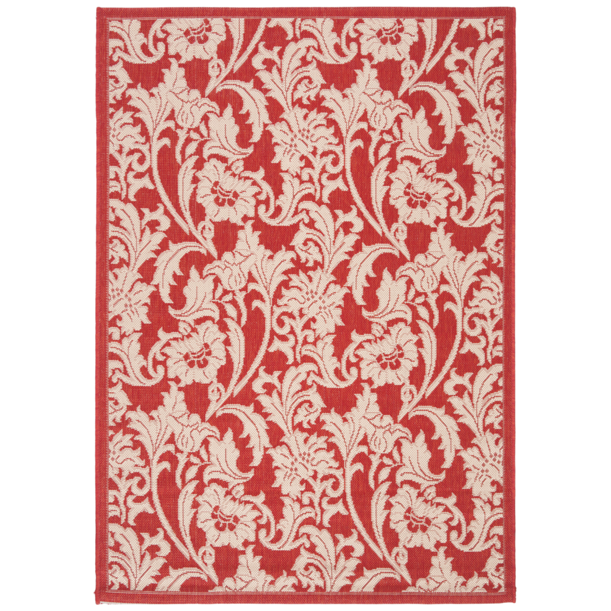 SAFAVIEH Outdoor CY6565-28 Courtyard Collection Red / Creme Rug - 4' X 5' 7