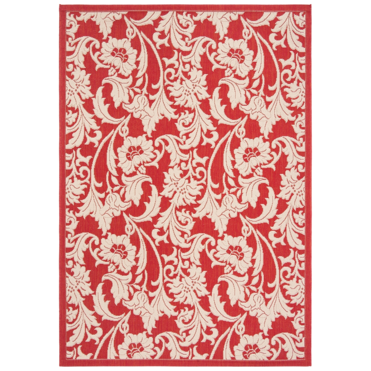 SAFAVIEH Outdoor CY6565-28 Courtyard Collection Red / Creme Rug - 5' 3 X 7' 7