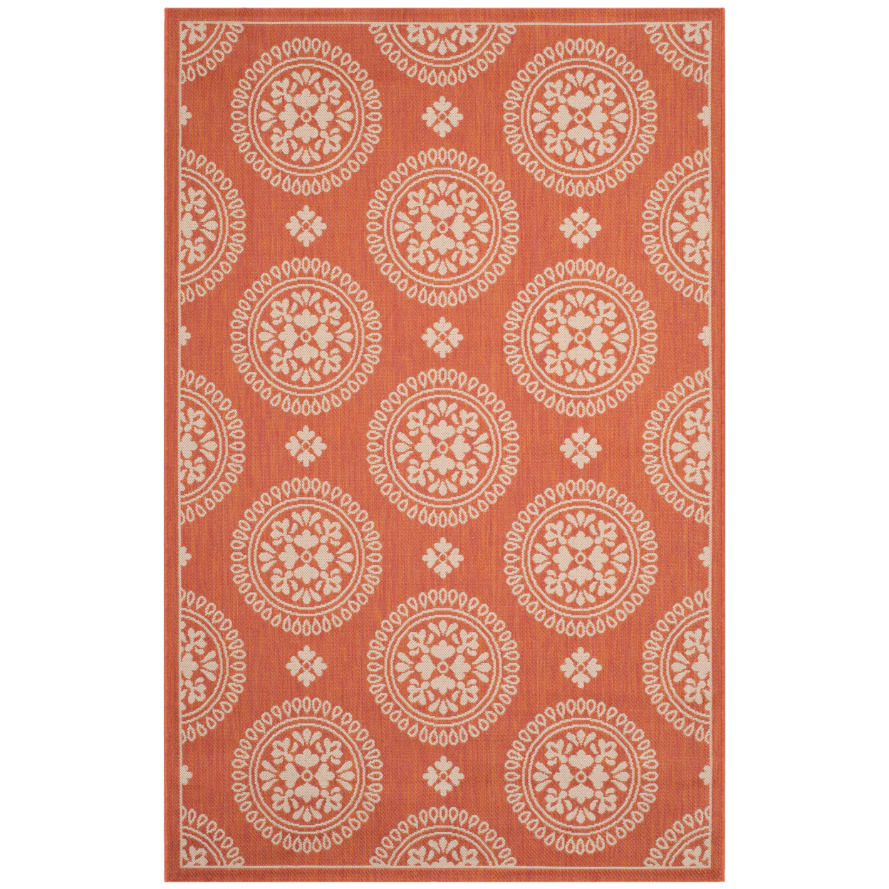 SAFAVIEH Outdoor CY6716-231 Courtyard Collection Terracotta Rug - 6' 7 Square