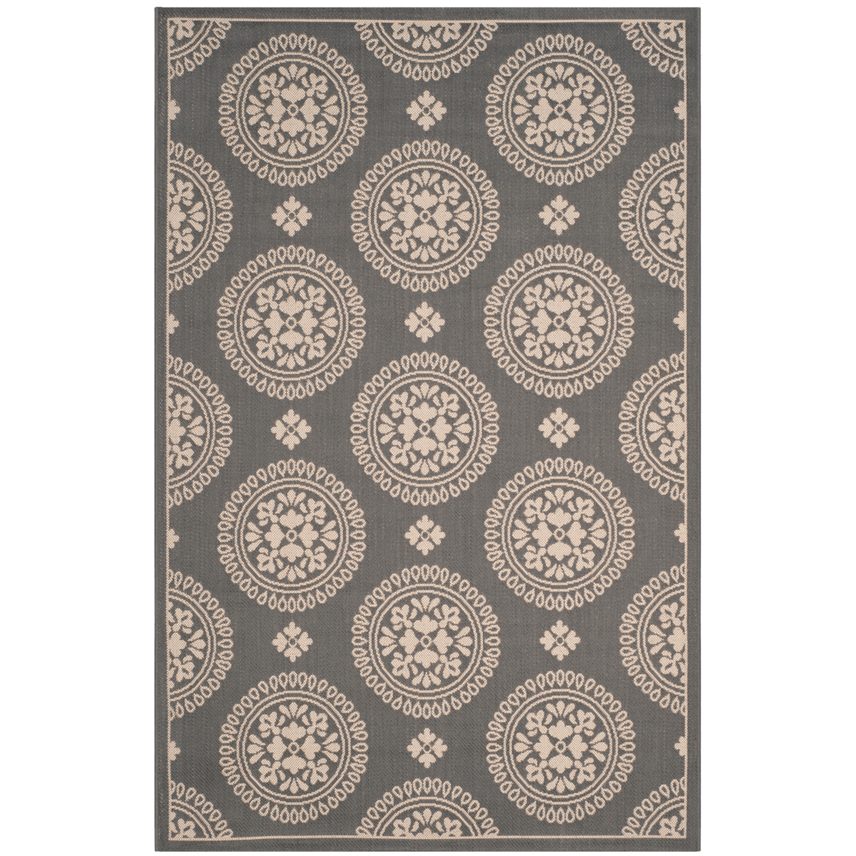 SAFAVIEH Outdoor CY6716-236 Courtyard Collection Grey Rug - 6' 7 Square