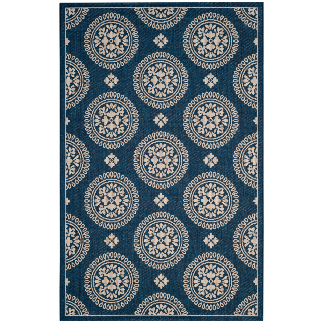 SAFAVIEH Outdoor CY6716-258 Courtyard Collection Navy Rug - 6' 7 Square
