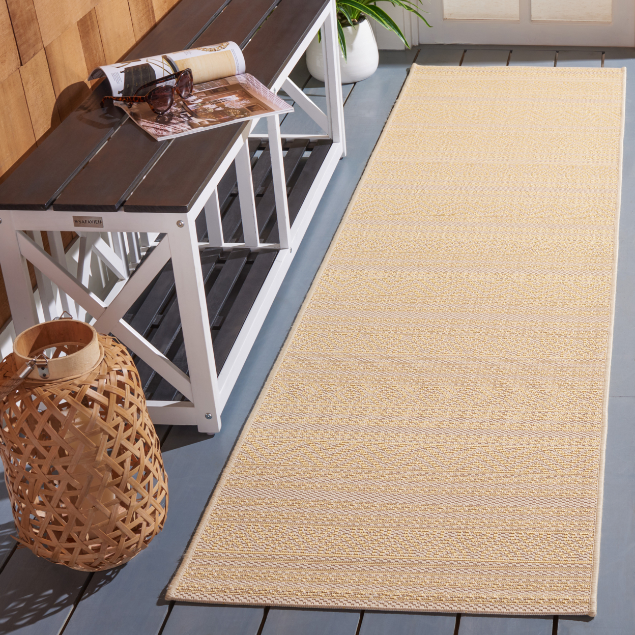 SAFAVIEH Outdoor CY6866-30612 Courtyard Beige / Gold Rug - 6' 7 Square