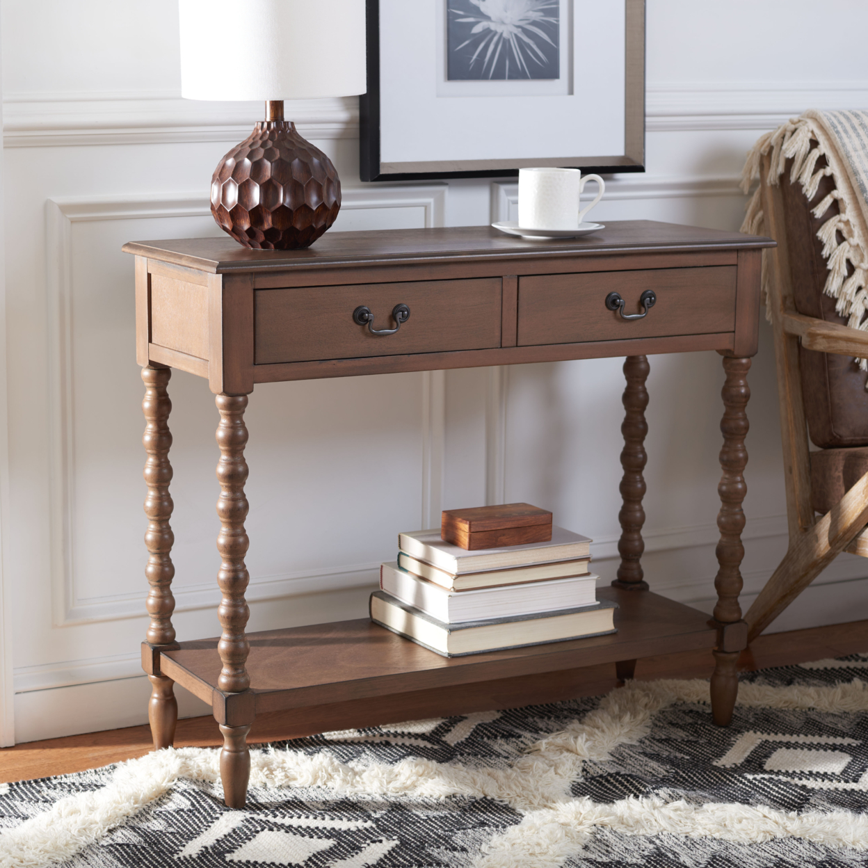 SAFAVIEH Athena 2-Drawer Console Table Brown