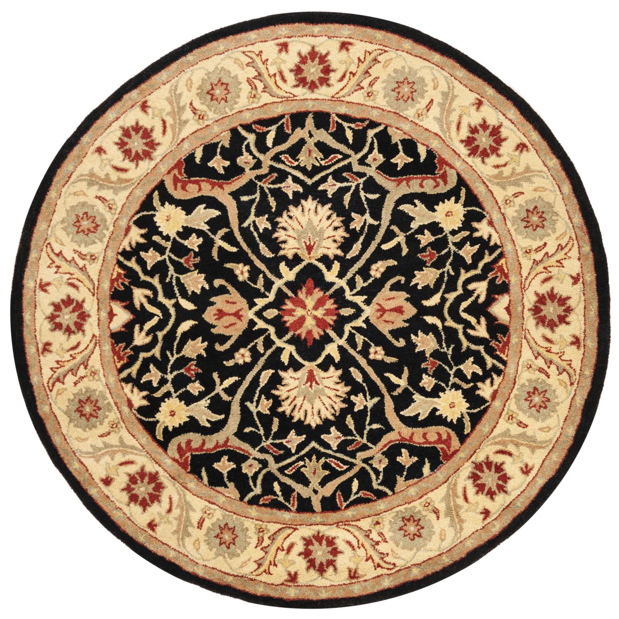 SAFAVIEH Antiquity Collection AT14B Handmade Black Rug - 8' Round