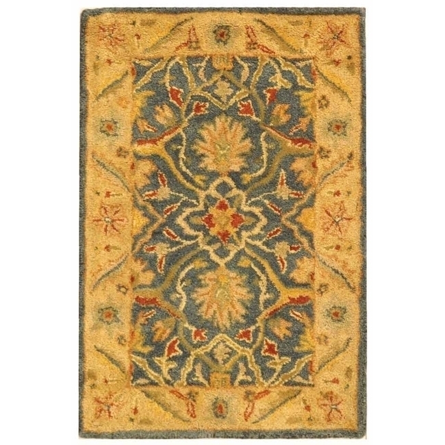 SAFAVIEH Antiquity Collection AT14E Handmade Blue Rug - 3' 6 Round