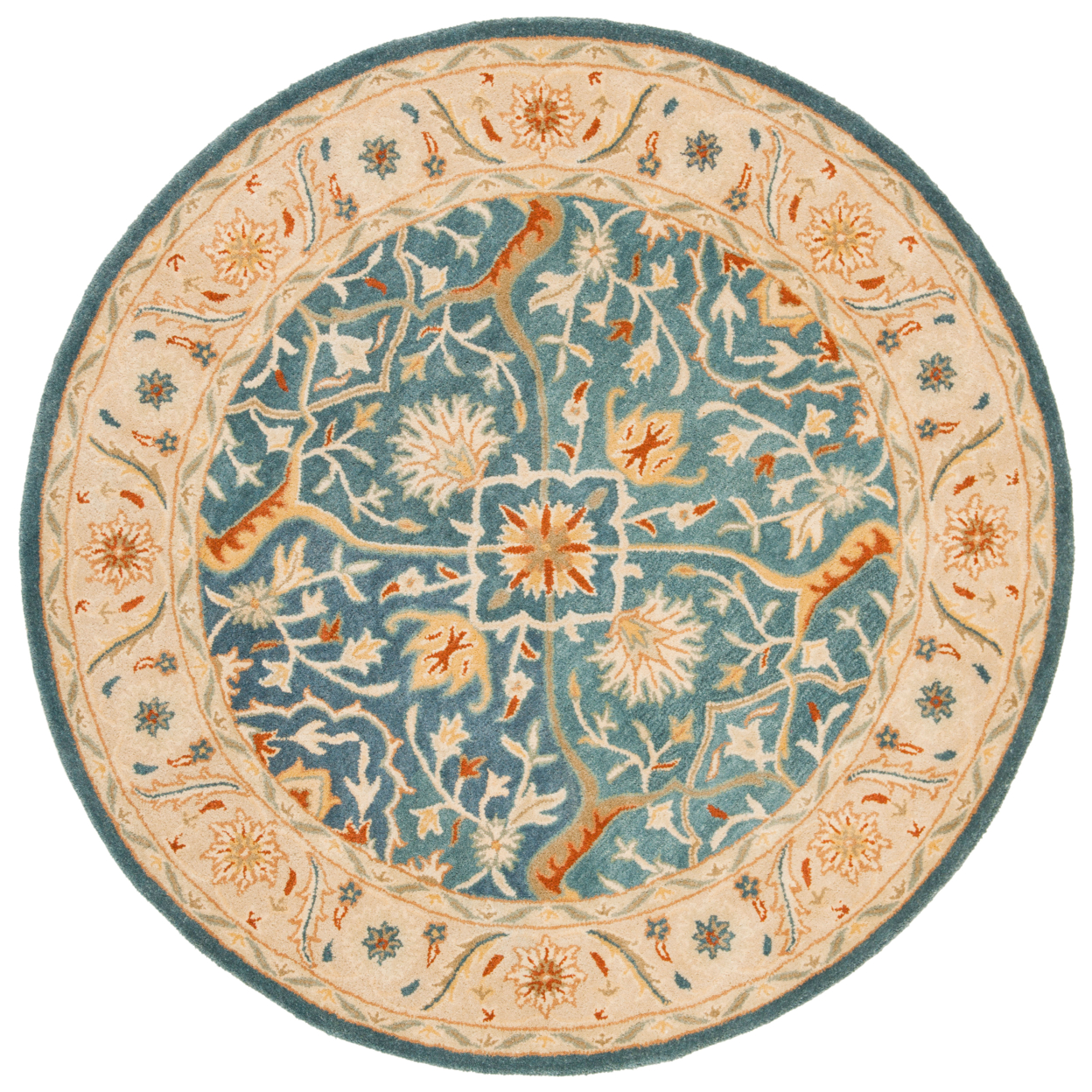 SAFAVIEH Antiquity Collection AT14E Handmade Blue Rug - 8' Round