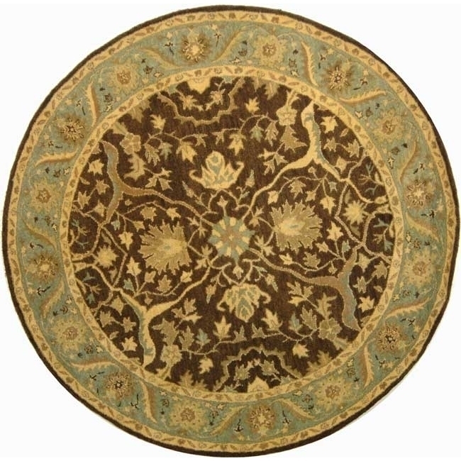 SAFAVIEH Antiquity AT14F Handmade Brown / Green Rug - 8' Round