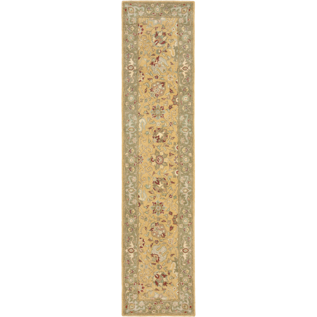 SAFAVIEH Antiquity Collection AT21C Handmade Gold Rug - 2' 3 X 12'
