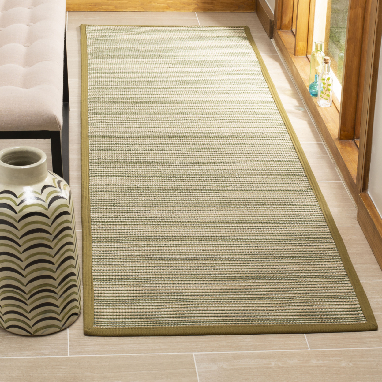 SAFAVIEH Natural Fiber Collection NF132A Multi/Green Rug - 6' X 9'