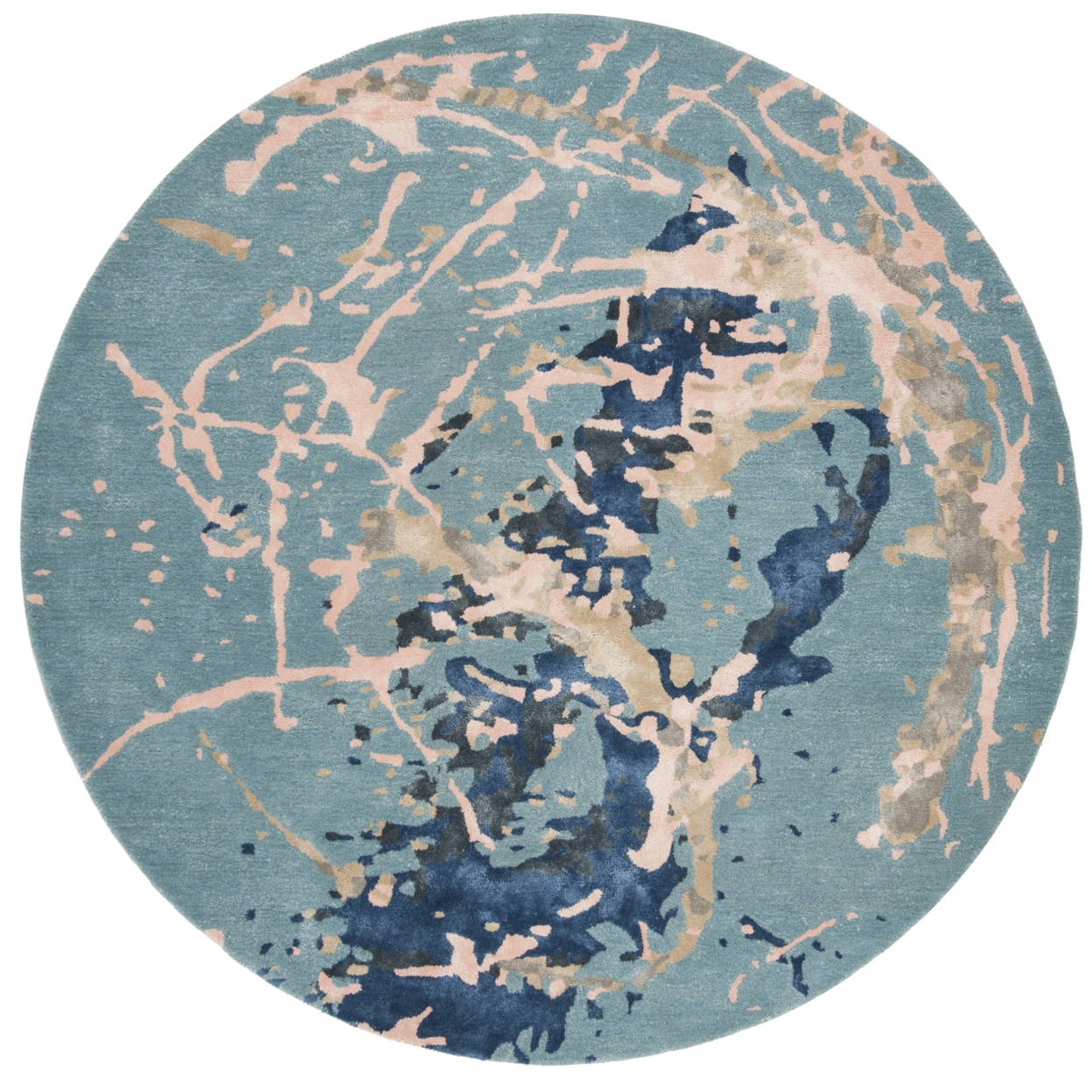 SAFAVIEH Soho SOH970A Handmade Blue / Light Pink Rug - 6' Round