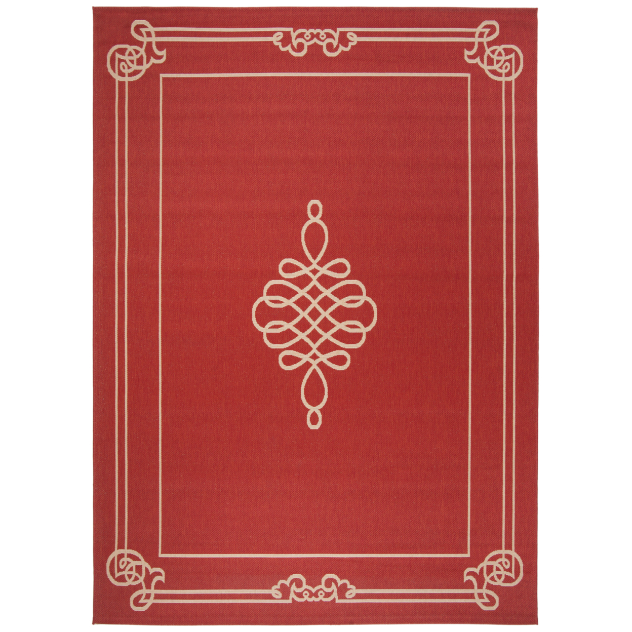 SAFAVIEH Outdoor CY6788-28 Courtyard Collection Red / Creme Rug - 8' X 11'