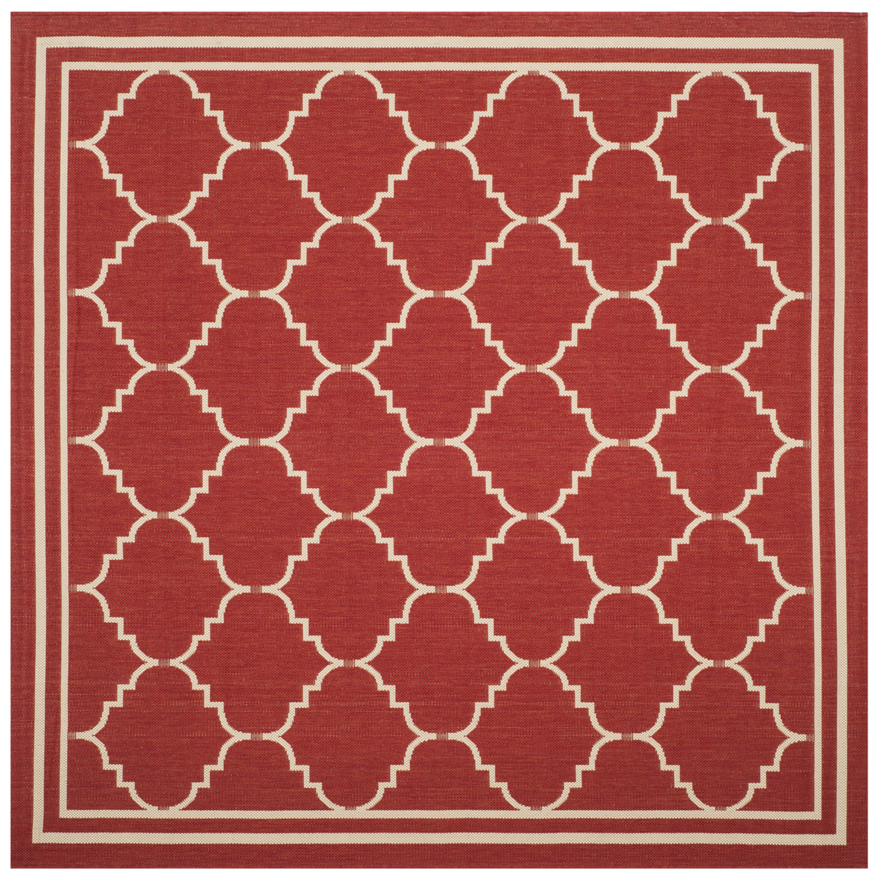 SAFAVIEH Outdoor CY6889-248 Courtyard Red / Beige Rug - 6' 7 Square