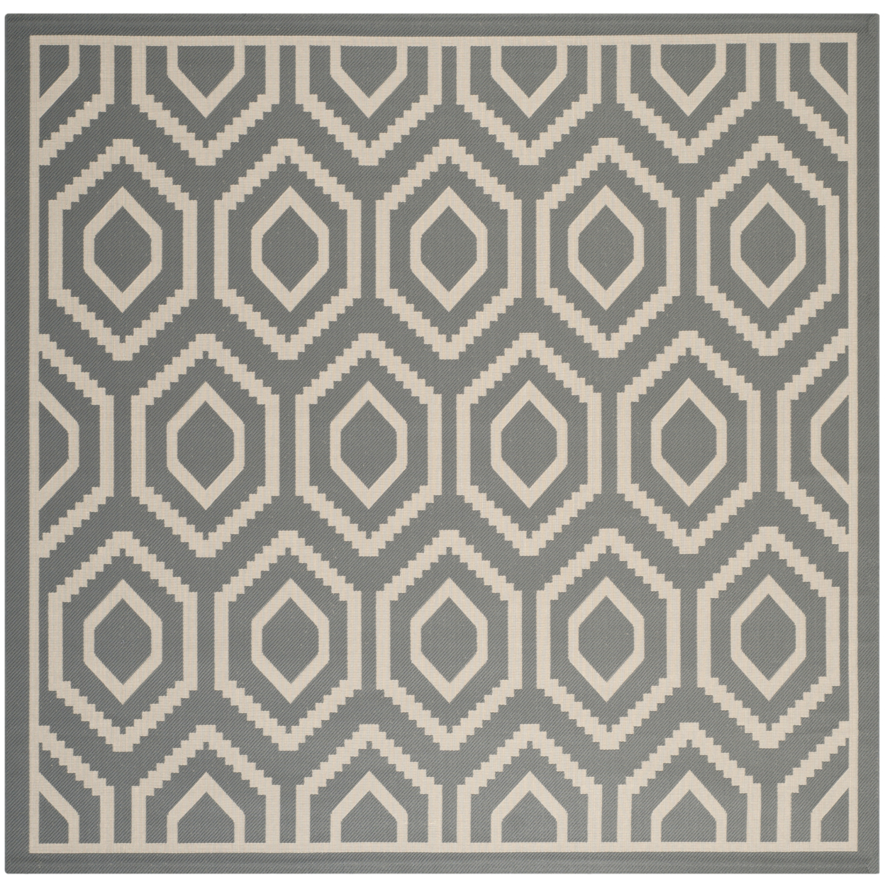 SAFAVIEH Outdoor CY6902-246 Courtyard Anthracite / Beige Rug - 7' 10 Square