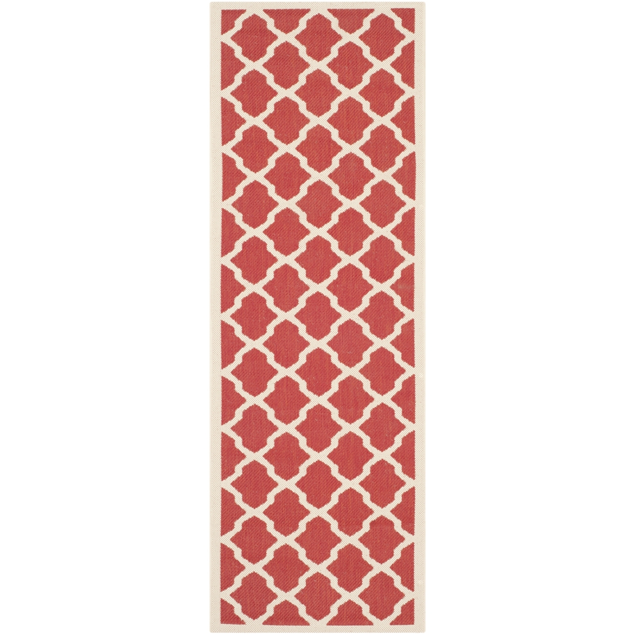SAFAVIEH Outdoor CY6903-248 Courtyard Collection Red / Bone Rug - 2' 3 X 6' 7